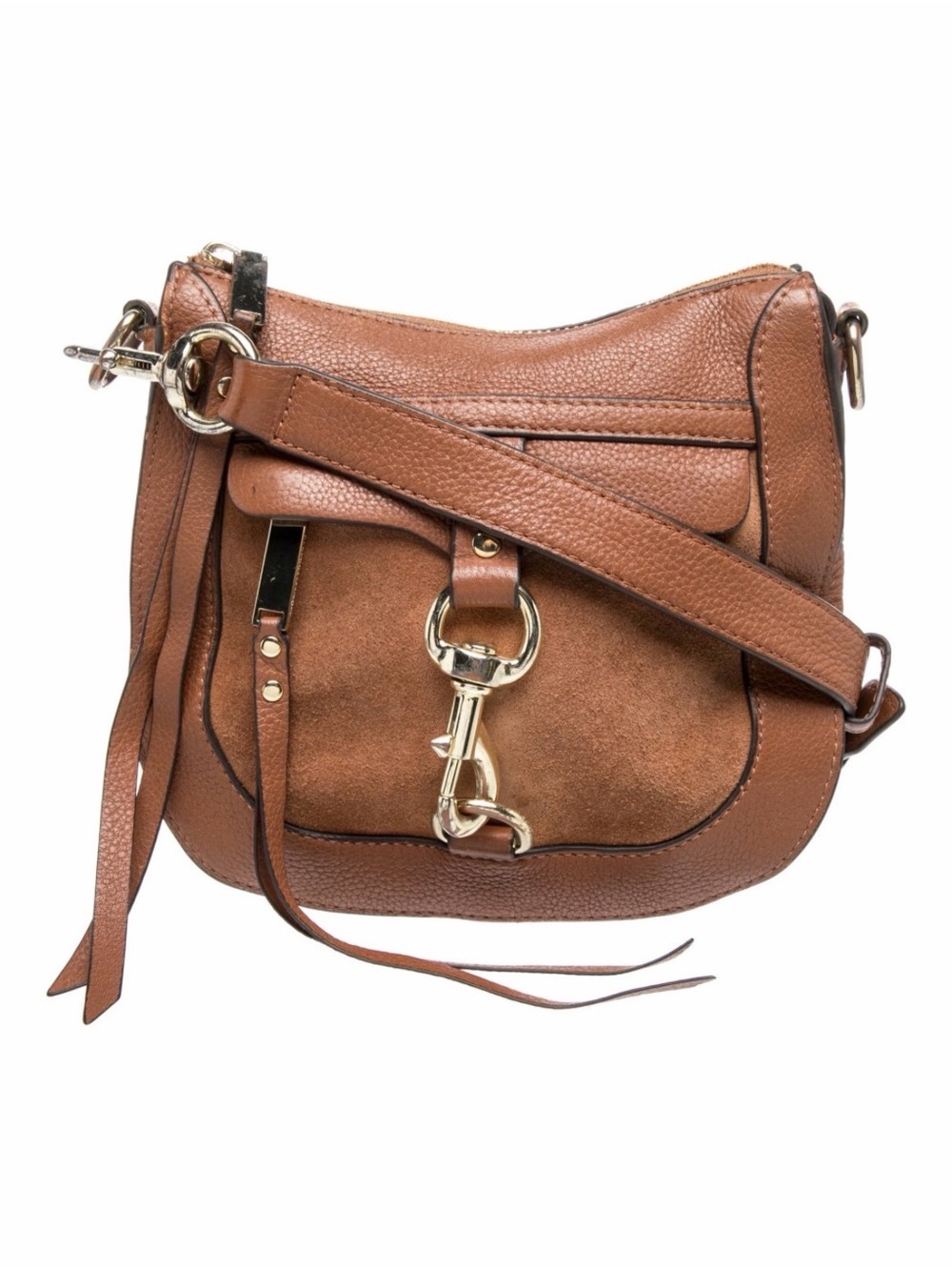 Rebecca Minkoff Leather Crossbody Bag | Brown Saddle Bag | Dog Clip
